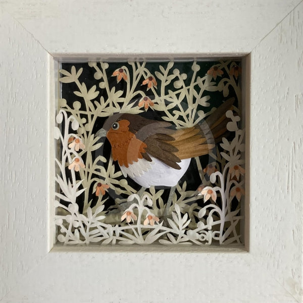 Bobbin ; Robin Original Miniature Paper Cut By Anna Cook