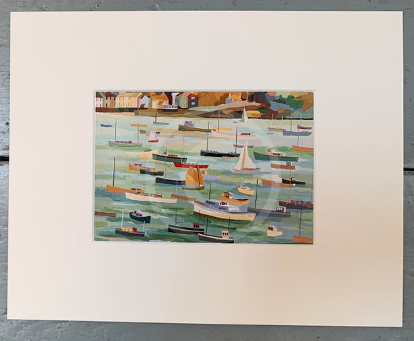 Busy Harbour, mounted miniature by Richard Tuff
