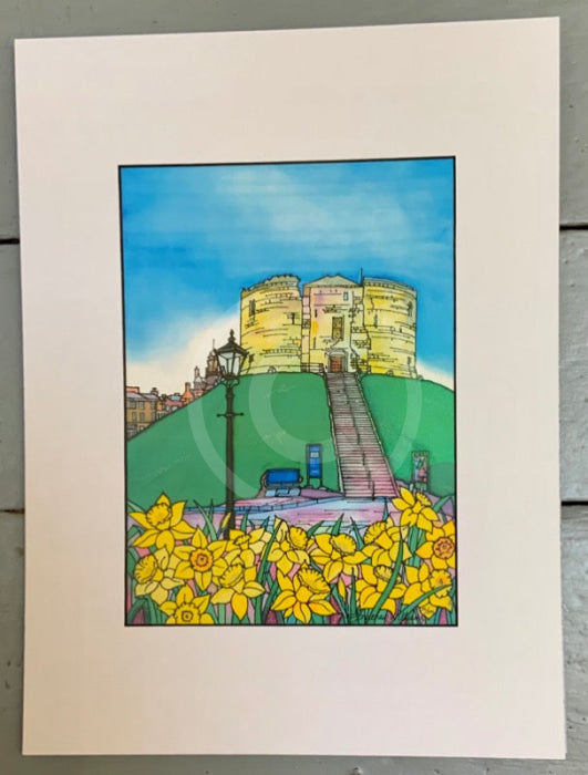 Clifford’s Tower by Jonathan Williams, mounted in white