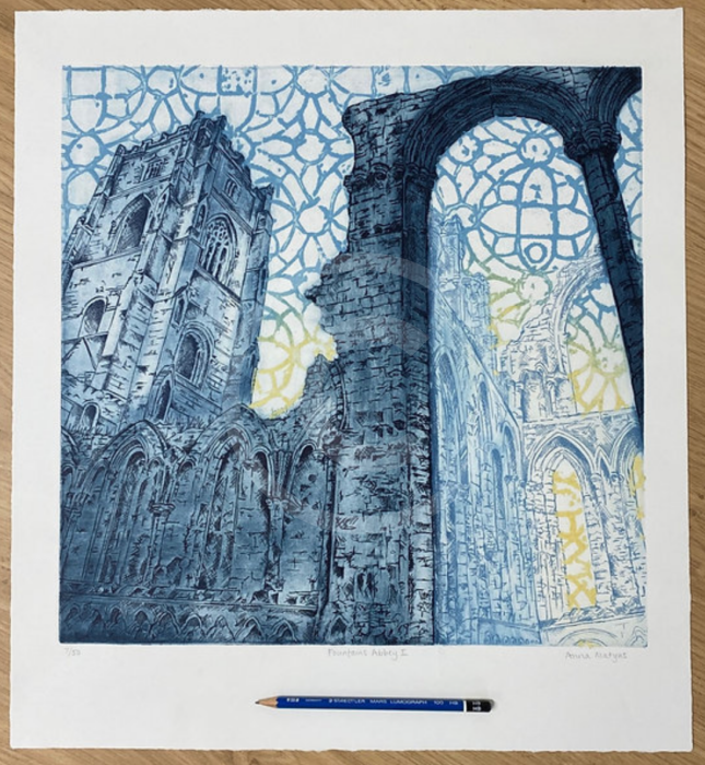 Fountains Abbey - Etching & Collagraph Limited Edition by Anna Matyus