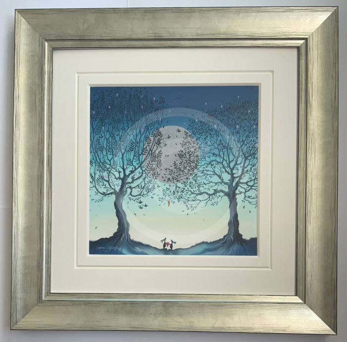 Hope Moon II by Catherine Stephenson Mounted Miniature wide silver frame