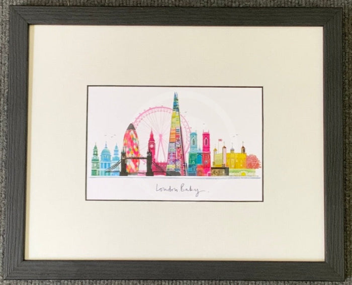 London Baby Skyline Print by Ilona Drew Black Frame 