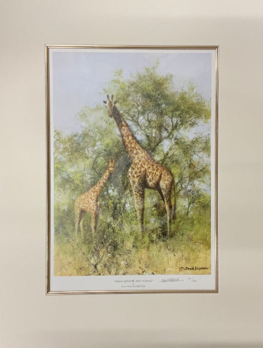 Masai Giraffe And Young by David Shepherd Limited Edition Print- Last One
