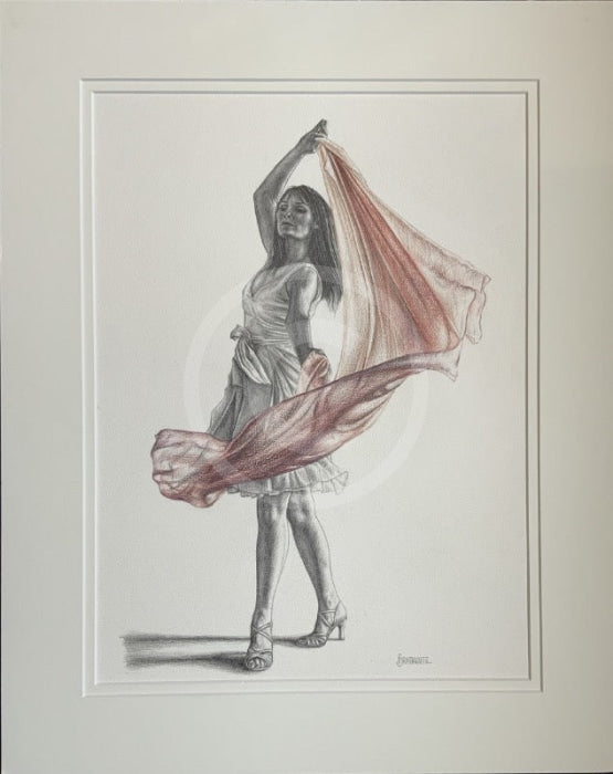A Study In Peach 1, Original Drawing by Mark Braithwaite - Dancer Drawing