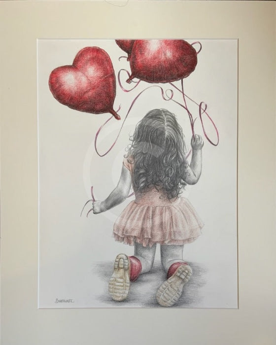 Rosebud Bouncy, Bouncy, Balloons- Original Drawing by Mark Braithwaite