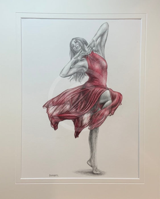 ORIGINAL The Dancer in Red, Study 3 - Ballet Dance Drawing by Mark Braithwaite