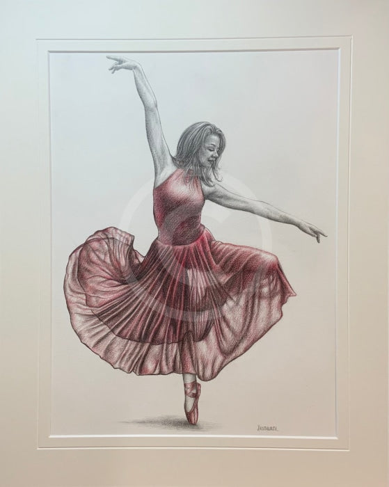 Original The Dancer In Red Study 4 - Ballet Dance Drawing By Mark Braithwaite