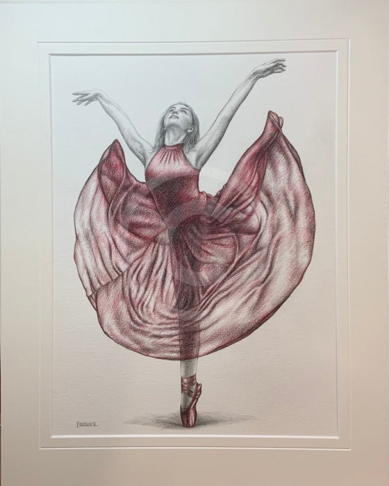 ORIGINAL The Dancer in Red, Study 5 - Ballet Dance Drawing by Mark Braithwaite