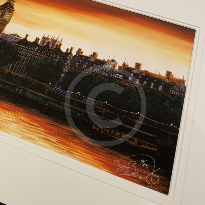 Westminster Sunset, London,  Limited Edition Print by Mark Braithwaite