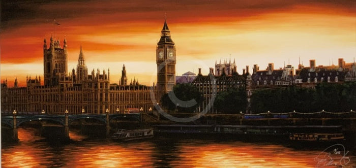 Westminster Sunset, London,  Limited Edition Print by Mark Braithwaite