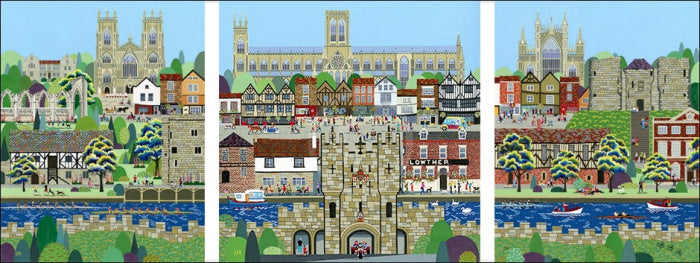 York Triptych By Linda Mellin Large / Mounted