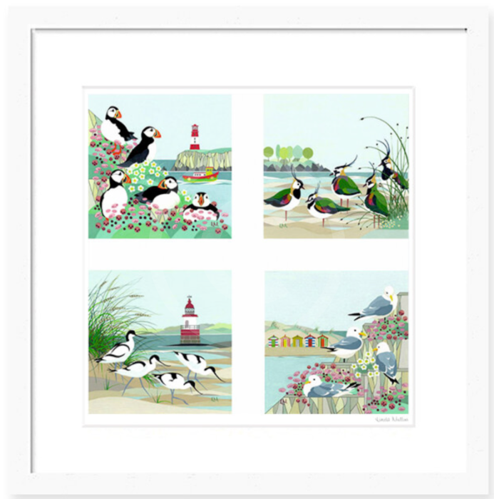 Coastal Birds (Square) by Linda Mellin Framed