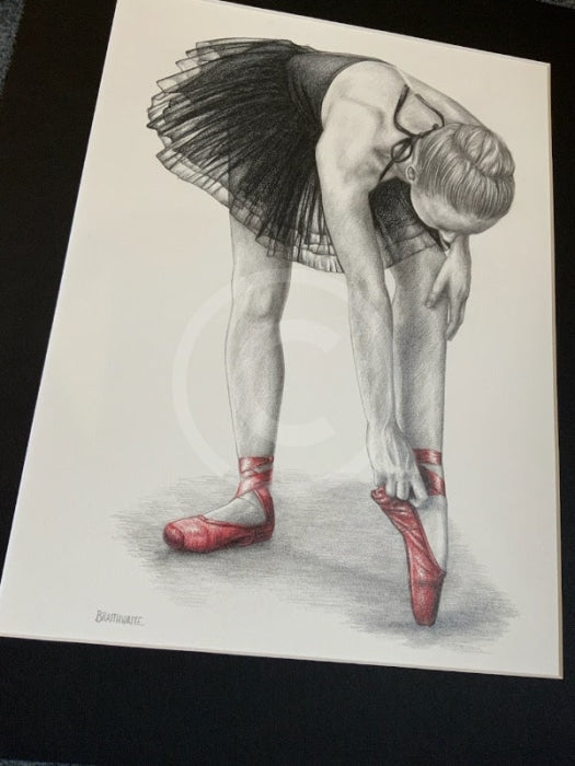 The Red Shoes I-  Original Drawing by Mark Braithwaite - Ballet Dancer Drawing