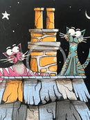 Close up of Moonlight Meeting, an ORIGINAL Mixed Media from Gary Walton, for PAPYRUS