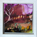 Purple Rain - Miniature ORIGINAL on Tile by Minu Achrekar