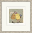 Framed artwork of two people hugging, with text 'A Big Old Squish!'