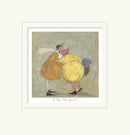 Mounted artwork of a two people having a hug