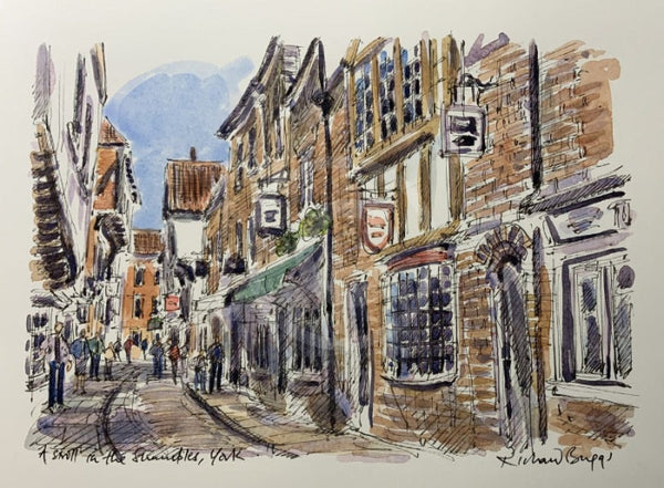 A Stroll In The Shambles, York, Richard Briggs ORIGINAL WATERCOLOUR