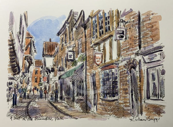 A Stroll In The Shambles, York, Richard Briggs ORIGINAL WATERCOLOUR