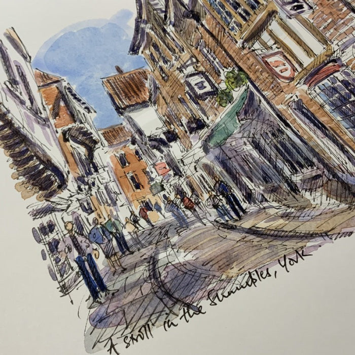 A Stroll In The Shambles, York, Richard Briggs ORIGINAL WATERCOLOUR