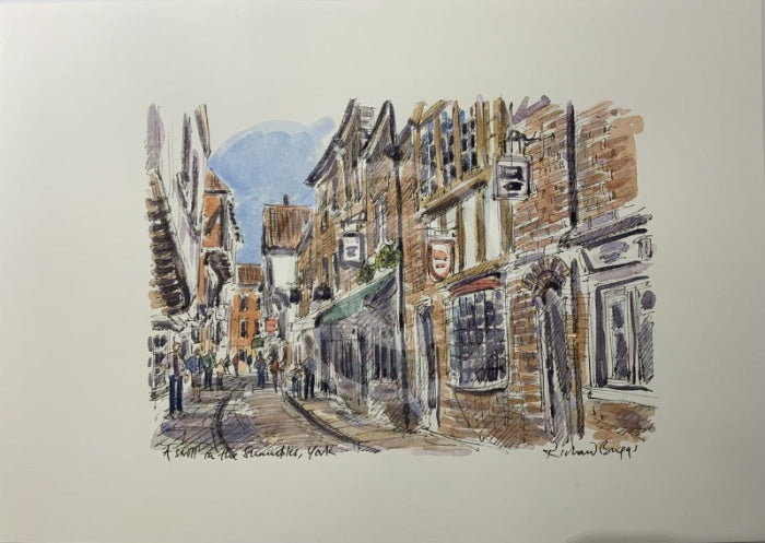 A Stroll In The Shambles, York, Richard Briggs ORIGINAL WATERCOLOUR