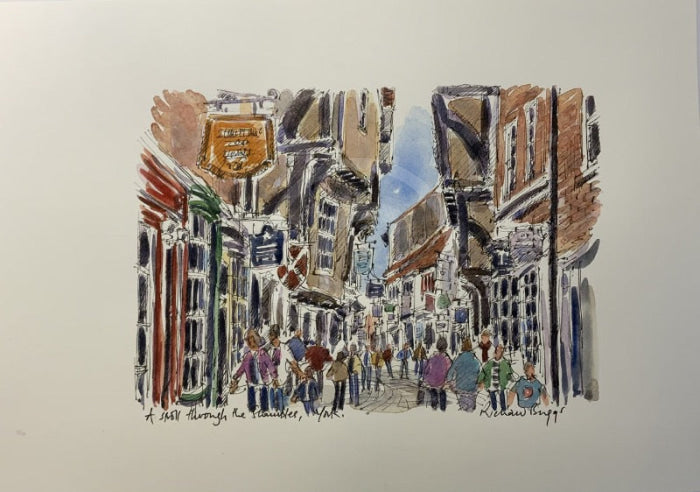 A Stroll Through The Shambles, York, Richard Briggs ORIGINAL WATERCOLOUR