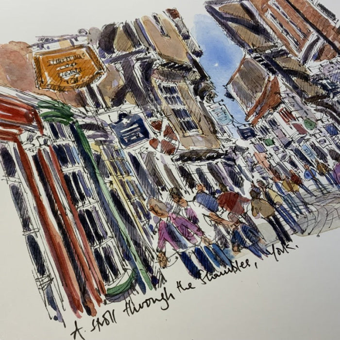A Stroll Through The Shambles, York, Richard Briggs ORIGINAL WATERCOLOUR