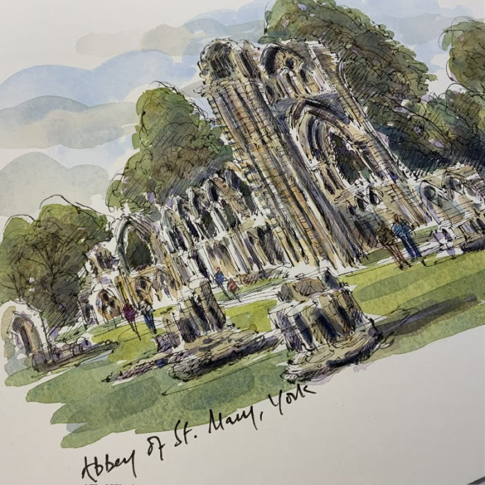 Abbey of St. Mary, York, Richard Briggs ORIGINAL WATERCOLOUR