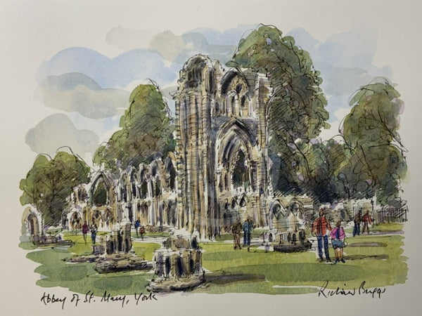 Abbey of St. Mary, York, Richard Briggs ORIGINAL WATERCOLOUR