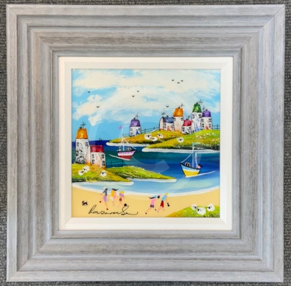 Evening At The Beach (9.5 x 9.5 ") ORIGINAL PAINTING by Rozanne Bell