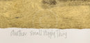 Art print featuring a textured gold brushstroke across the top half and a white paper-like bottom half with the handwritten phrase 'Another Small Wiggly Thing' in pencil script.