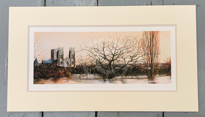 Autumn Sunset on York Minster by Mark Braithwaite - double mounted giclée