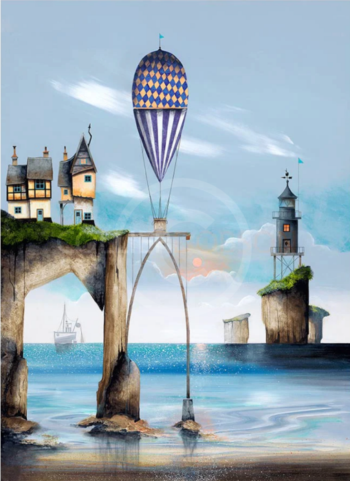 Balloon Cottages Ii By Gary Walton Framed Limited Edition Canvas Print