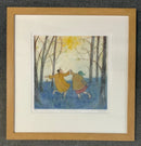  Ernest and Violet as they dance hand-in-hand through the bluebells, under a dappled sunny sky&nbsp;with Sam Toft's limited edition print, "Barefoot in the Bluebells“ Framed in oak metro