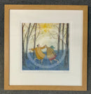  Ernest and Violet as they dance hand-in-hand through the bluebells, under a dappled sunny sky&nbsp;with Sam Toft's limited edition print, "Barefoot in the Bluebells“ Framed in oak metro