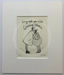 Being With You is Like Coming Home by Sam Toft — Ernest Hemingway Mustard and Violet embracing beneath handwritten words, black-and-white study, signed limited edition print 17 of 27