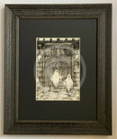 A Brother Betrayed Monochrome Edition Mounted Print. Black and white ghost art print by Mark Braithwaite. The ghostly picture features two ghosts outside St William’s College, York. Framed in Muse II distressed black.