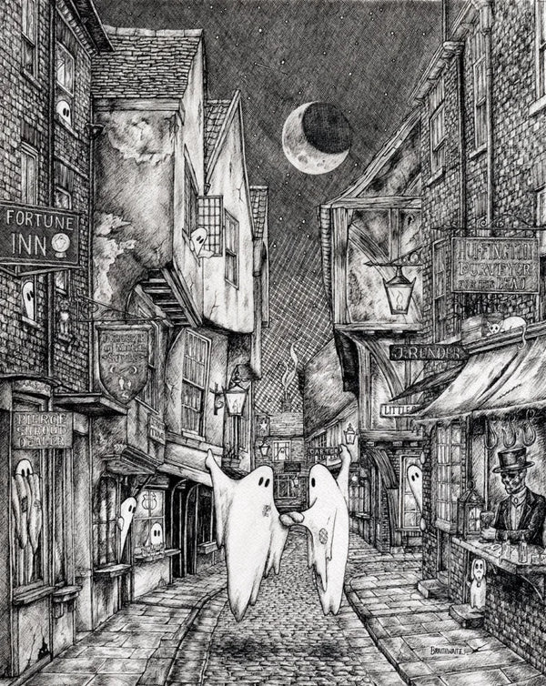 Beneath the Sheets - A Dance Macabre - Monochrome Limited Edition by M. J. Braithwaite Mounted Mounted Print