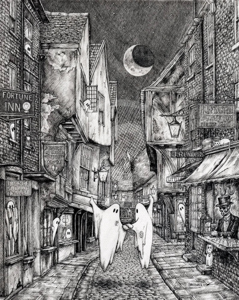 Beneath the Sheets - A Dance Macabre - Monochrome Limited Edition by M. J. Braithwaite Mounted Mounted Print