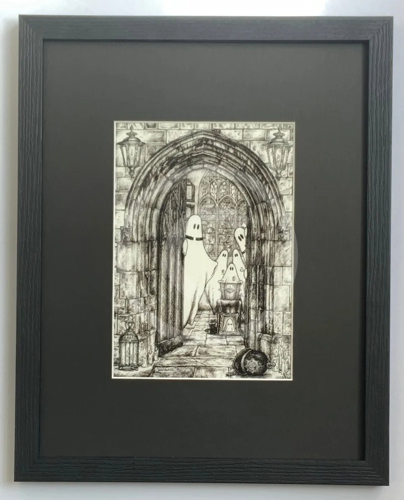 Beneath the Sheets; The Midnight Funeral - Monochrome Edition Framed in small linear I black