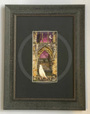 Beneath The Sheets; Quiet As A Nun - Colour Edition. This colourful ghost art print features a lonely spirit floating along the ruined walls of St Mary’s Abbey in the historic haunted City of York. By M.J. Braithwaite.  Framed in Muse II Distressed Black (F)