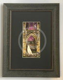 Beneath The Sheets; Quiet As A Nun - Colour Edition. This colourful ghost art print features a lonely spirit floating along the ruined walls of St Mary’s Abbey in the historic haunted City of York. By M.J. Braithwaite.  Framed in Muse II Distressed Black (F)