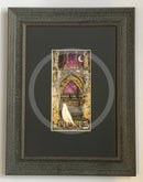 Beneath The Sheets; Quiet As A Nun - Colour Edition. This colourful ghost art print features a lonely spirit floating along the ruined walls of St Mary’s Abbey in the historic haunted City of York. By M.J. Braithwaite.  Framed in Muse II Distressed Black (F)