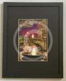 Beneath the Sheets; The Shrouded Lady and the Night Fisherman - Colour Edition framed in small linear I black