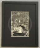 Beneath the Sheets; The Shrouded Lady and the Night Fisherman - Monochrome Edition Framed 11x14” in Small Linear I