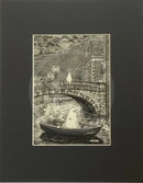 Beneath the Sheets; The Shrouded Lady and the Night Fisherman - Monochrome Edition Mounted in Black