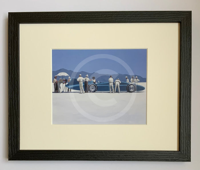 Bluebird At Bonneville By Jack Vettriano Mounted Miniature Framed In Black Linear