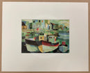 Boats In The Harbour Mounted Miniature By Richard Tuff