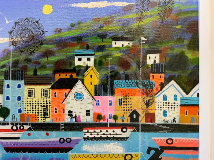 Bobbing About ORIGINAL Mixed Media Painting by Sue Elswick Detail