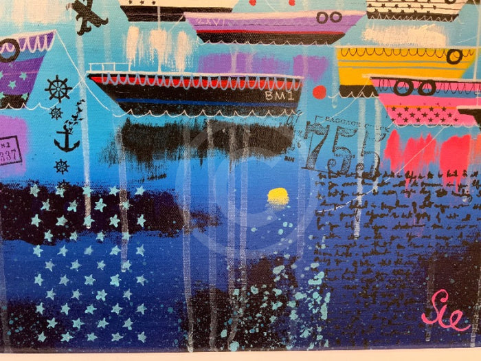 Bobbing About ORIGINAL Mixed Media Painting by Sue Elswick